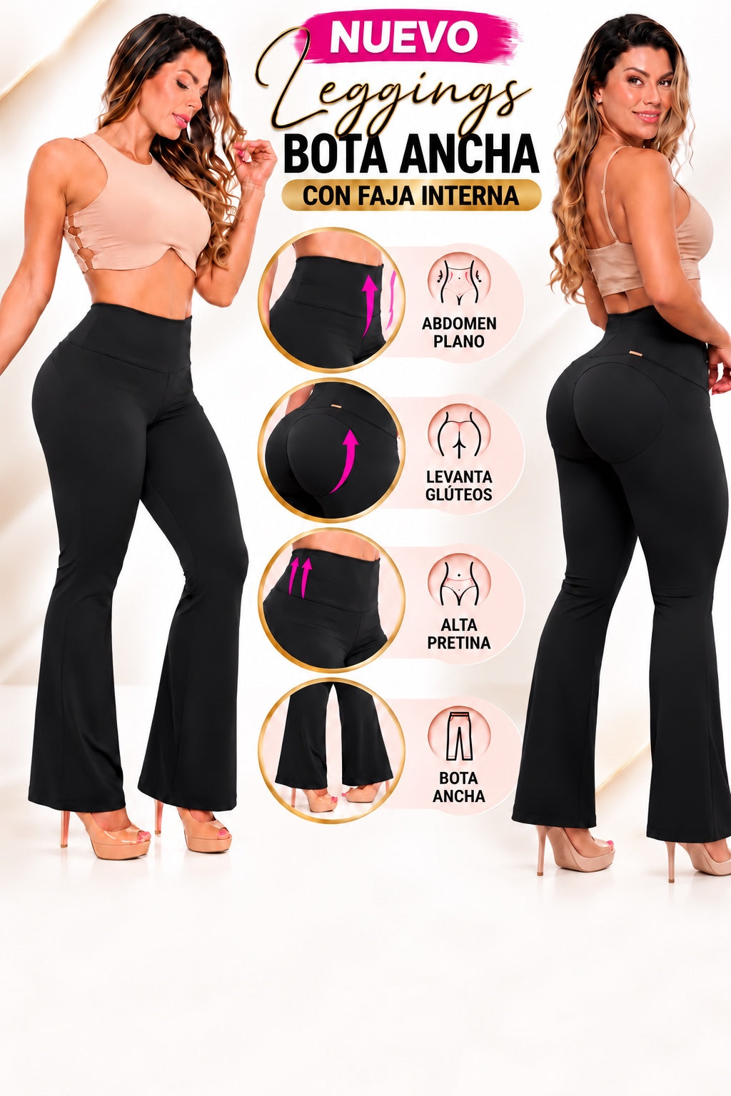Leggings colombianos de bota ancha con faja interna